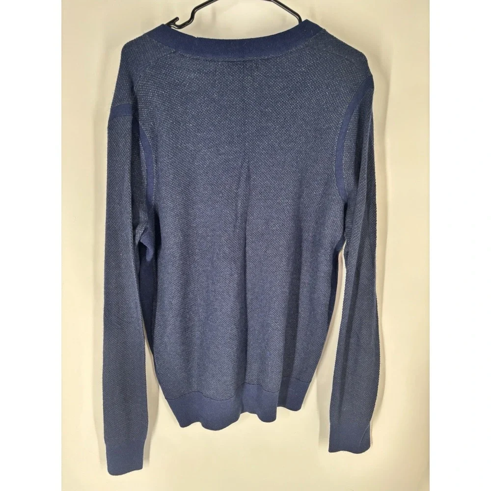 Banana Republic Mens 2012 Cardigan Sz‎ L Button Front Birdseye V Neck Wool Blend